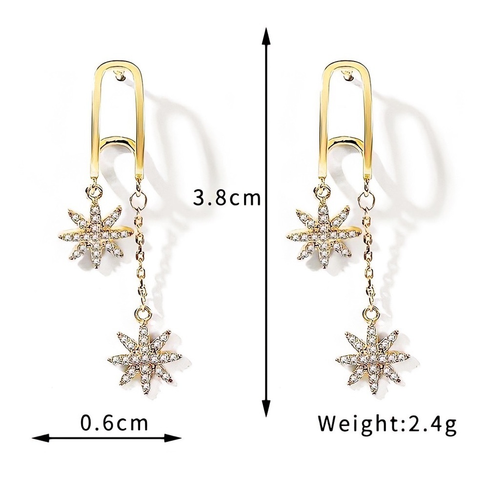 Any 2/$20! Gold U-Shaped Cradle Earrings w/Dangling Starbursts - Picture 6 of 8